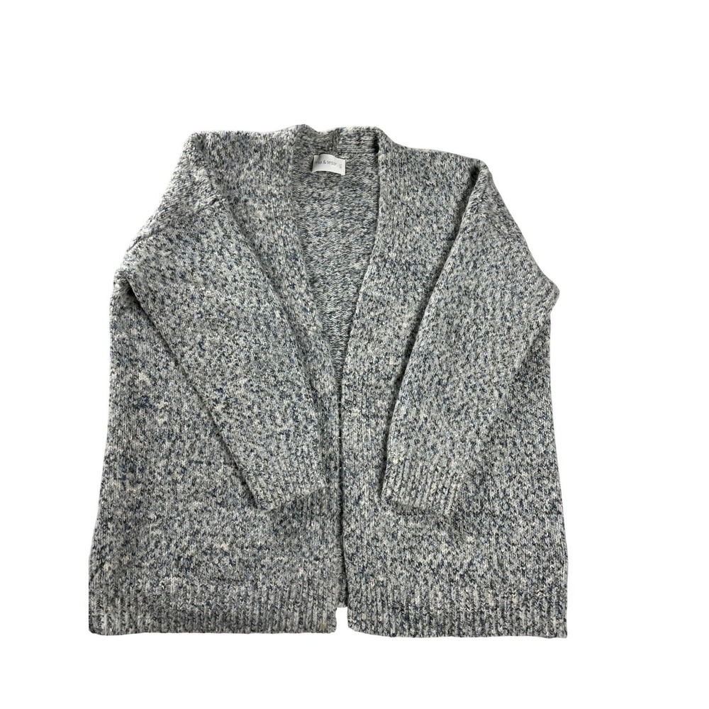 Mia & Tess Open‎ Front Cardigan M/L Gray Marled Knit Cozy Layering